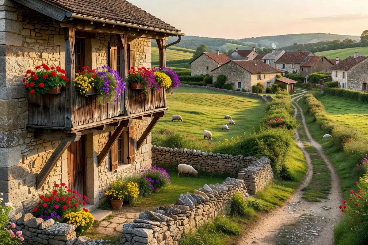 Village comtois typique dans le canton de Quingey
