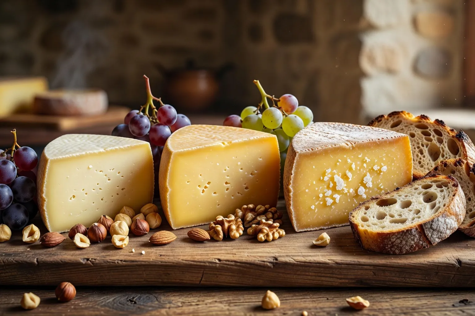 Meule de Comté en cours d'affinage dans une cave comtoise