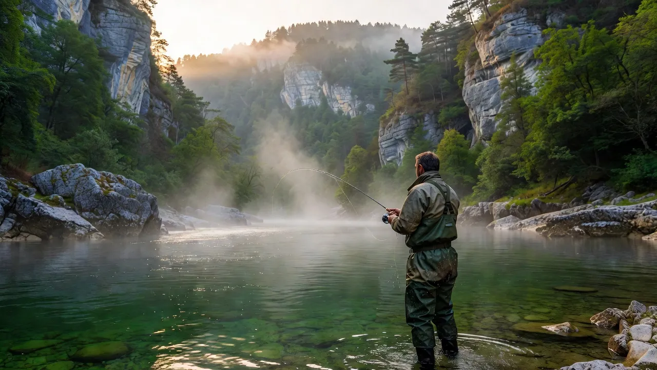 Pêche à la mouche sèche sur la Loue, gorges du Doubs