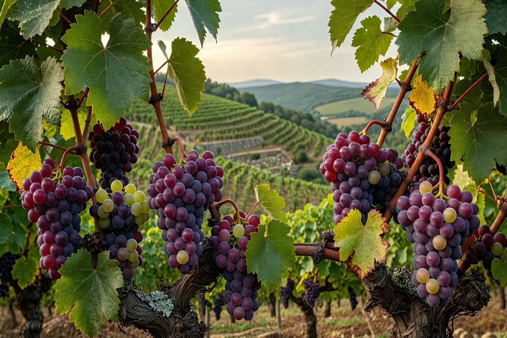 Coteau calcaire planté de vigne dans le canton de Quingey, Doubs