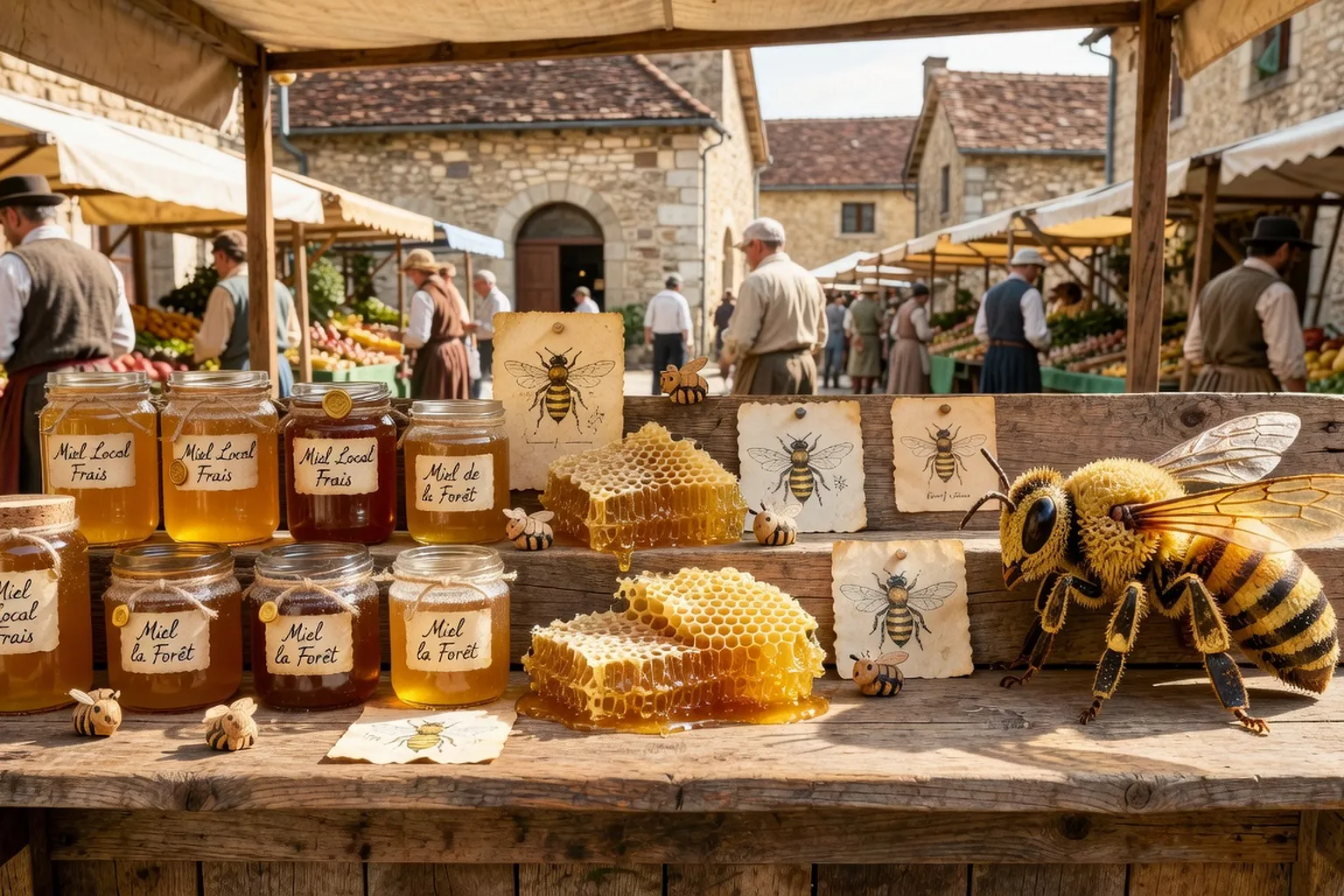 Étal de fromages Comté sur un marché du Doubs